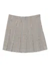 Msgm Pleated Checkered Skirt In Neutral Tones In White