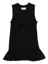 Msgm Sleeveless Black Dress With Deep V-neckline And Tie Detail In Black