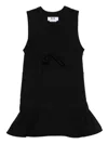 Msgm Sleeveless Black Dress With Deep V-neckline And Tie Detail In Black