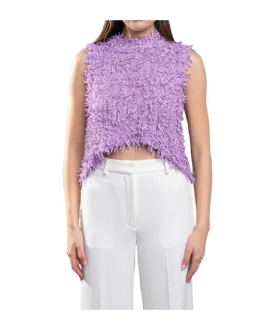 Msgm Textured-finish Knitted Top In 70 Violet