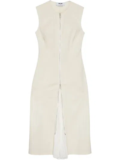 Msgm Sleeveless Dress In Neutrals