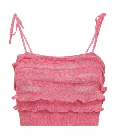 Msgm Sleeveless Knitted Sling In Pink