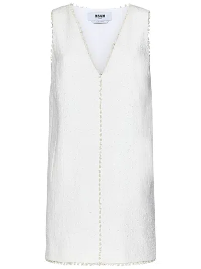 Msgm Sleeveless Mini Dress With Chic Cut In White