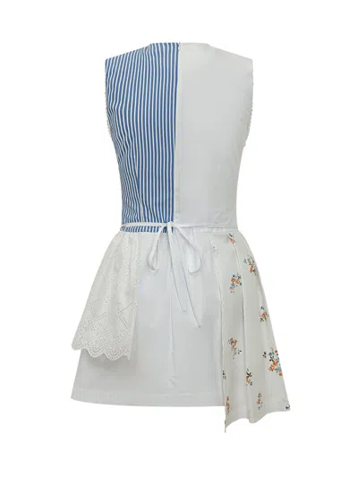 Msgm Sleeveless Suit Mini Dress In Offwhite Blue