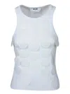 Msgm White Top With Round Neck And Applied Circle Details In Cotton Woman