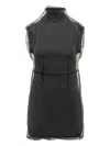 Msgm Sleeveless Tulle-overlay Mini Dress In Gray
