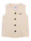 Msgm Brushed Viyella Over Gilet Girl Crema/cr In Avorio