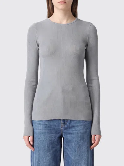 Msgm クルーネック スリムフィット ロングスリーブ ビスコースtシャツ In Gray