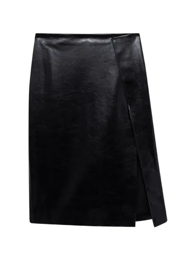 Msgm Slit-detail Midi Skirt In Black