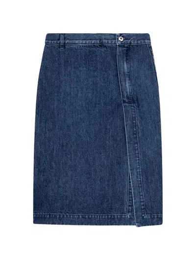Msgm Slit-detail Midi Skirt In Blue