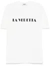 Msgm Slogan-embroidered T-shirt In Neutrals