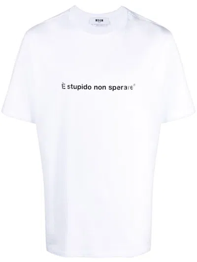 MSGM SLOGAN-PRINT COTTON T-SHIRT