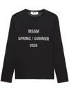 Msgm Slogan-print Cotton T-shirt In Black