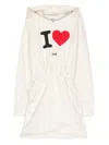 Msgm Slogan-print Hooded Dress In Neutrals