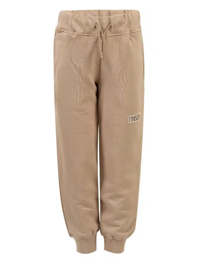 Msgm Kids' Slogan-print Track Pants In Neutrals