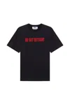 Msgm Slogan-embroidered T-shirt In Black
