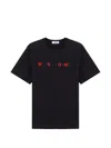 Msgm Slogan-embroidered T-shirt In Black
