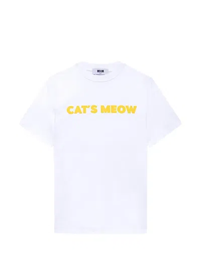 Msgm Slogan-print Crew-neck T-shirt In White