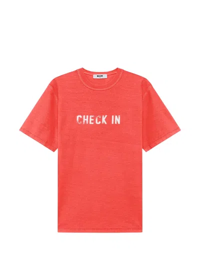 Msgm Slogan-print T-shirt In Orange