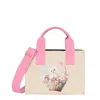 Msgm Tote Bag Rectangular Shape Top Handles Print In White