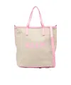 Msgm Small Logo-print Tote Bag In Nude