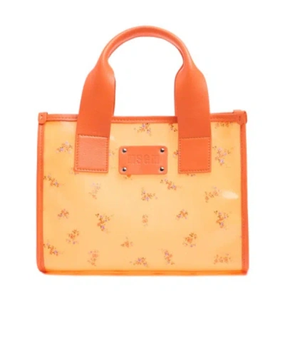 Msgm Small Tote Bag In Orange