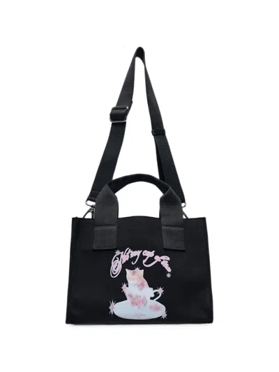 Msgm Small Two-way Tote Bag In Black