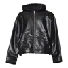 Msgm Smooth Finish Black Jacket With Hood And Zipper Closure In Black