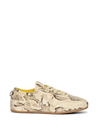 Msgm Snakeskin Lace-up Sneakers In Multi