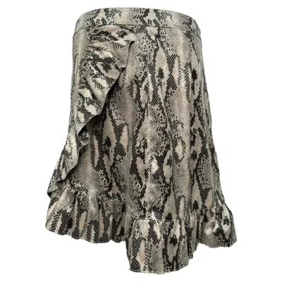 Msgm Snakeskin-print Ruffled Mini Skirt In Grey Polyester In Gray
