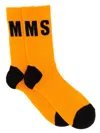 Msgm Logo High Leg Ribbed Socks In Orange