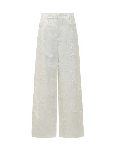 Msgm Soft Fabric Jacquard Trousers In White