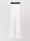 Msgm Wide-leg Trousers With Contrasting Logo Band In White