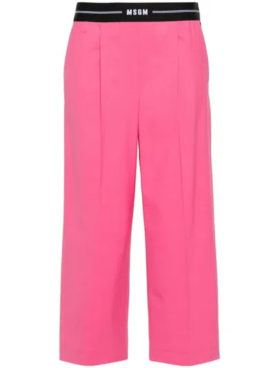 Msgm Sophisticated Women's Wool Blend Pants In Red