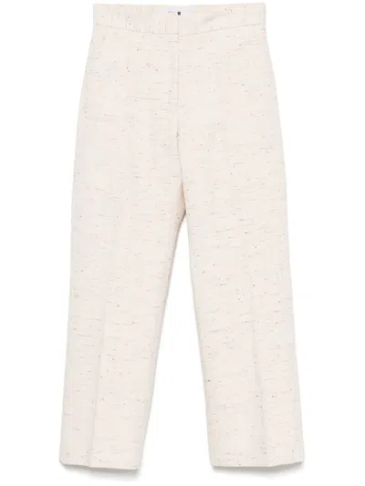 Msgm Speckle-weave Trousers In Neutrals