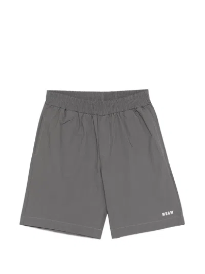 Msgm Kids' Sports Shorts With Logo In Gray