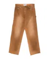 Msgm Brown Cotton Trousers With A Worn Effect  In Gold