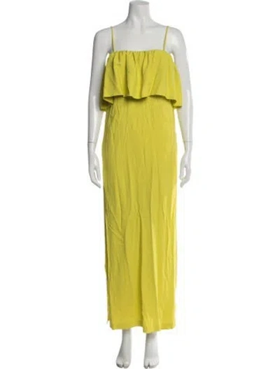 Pre-owned Msgm Square Neckline Long Dress In Green