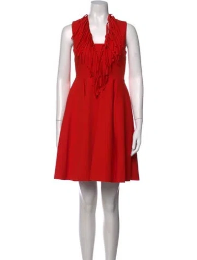 Pre-owned Msgm Square Neckline Mini Dress In Red
