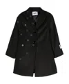 Msgm Black Coat For Girl With Stars In Black