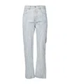 Msgm Light Wash Denim Jeans With Vertical Streak Pattern In Multi