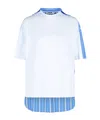 Msgm Asymmetric Striped T-shirt Button Detail In White