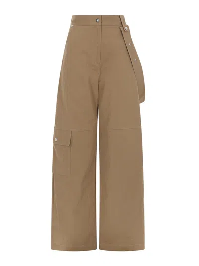 Msgm Straight Cotton Trousers In Beige