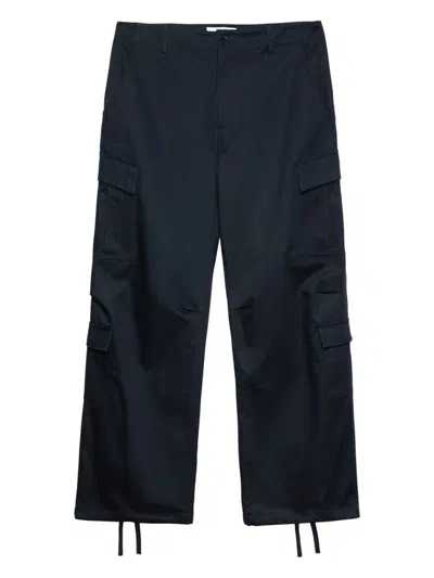 Msgm Straight-leg Cotton Cargo Trousers In Blue