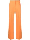 Msgm Pleated Wide-leg Trousers In Stretch Wool Twill In Orange