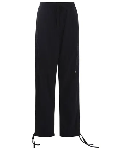 Msgm Straight-leg Drawstring Ankles Ripstop Cargo Trousers In Black