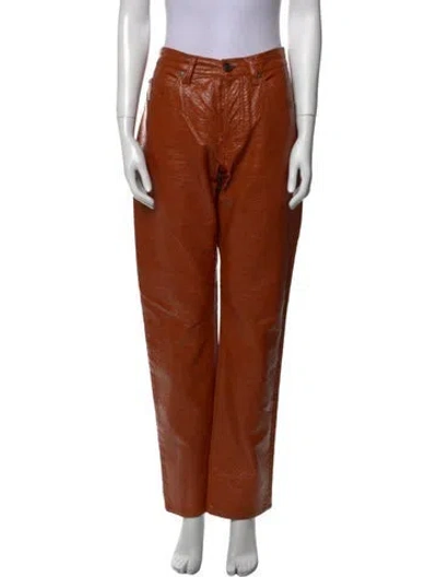 Pre-owned Msgm Straight Leg Pants In Brown