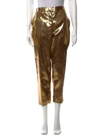 Pre-owned Msgm Straight Leg Pants In Gold