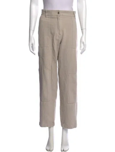 Pre-owned Msgm Straight Leg Pants In Neutral