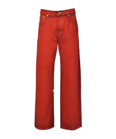 Msgm Straight Leg Pants In Red